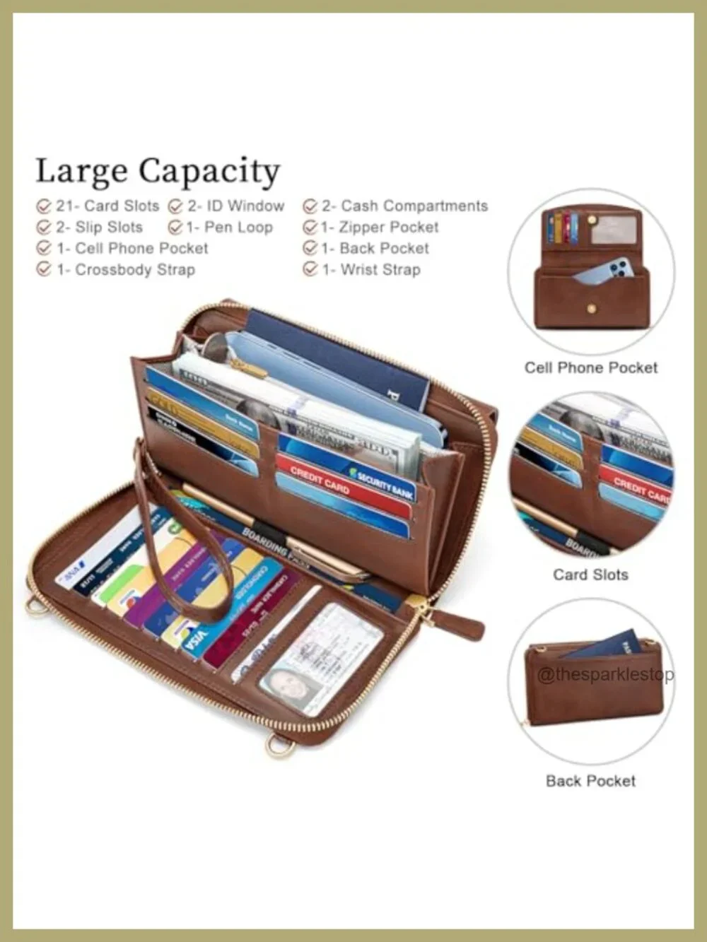 Vegan Leather Crossbody Wristlet Wallet with RFID Blocking